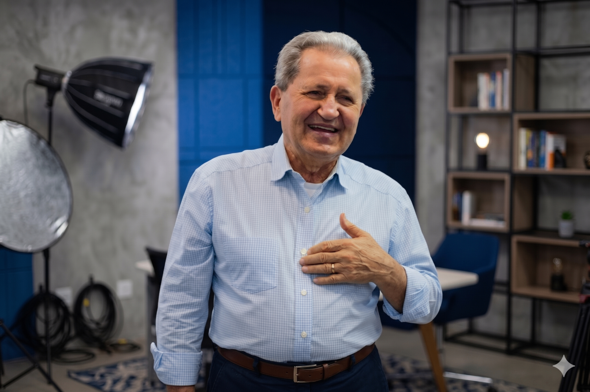 Silvino Geremia sorrindo durante uma conversa